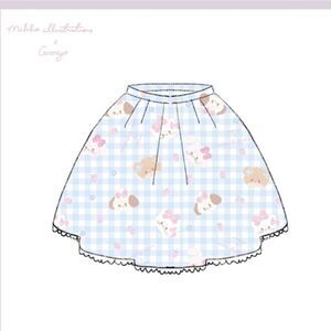 CANMIYO X MIKKO ORIGINAL SMALL ANIMAL LIGHT BLUE PRINT LOLITA SKIRT SIZE SMALL